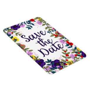 Save the Date Hochzeit Vintages Blumenriff Magnet