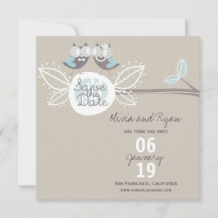 Save the Date Hochzeit von Niedlichen Eulen auf Zw