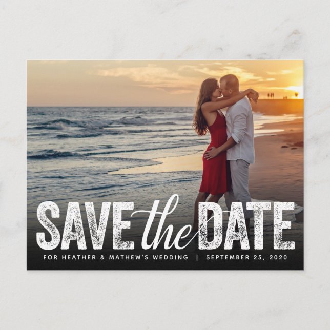 Save the Date Hochzeit von Not leidender Script-Fo Postkarte (Vorderseite)