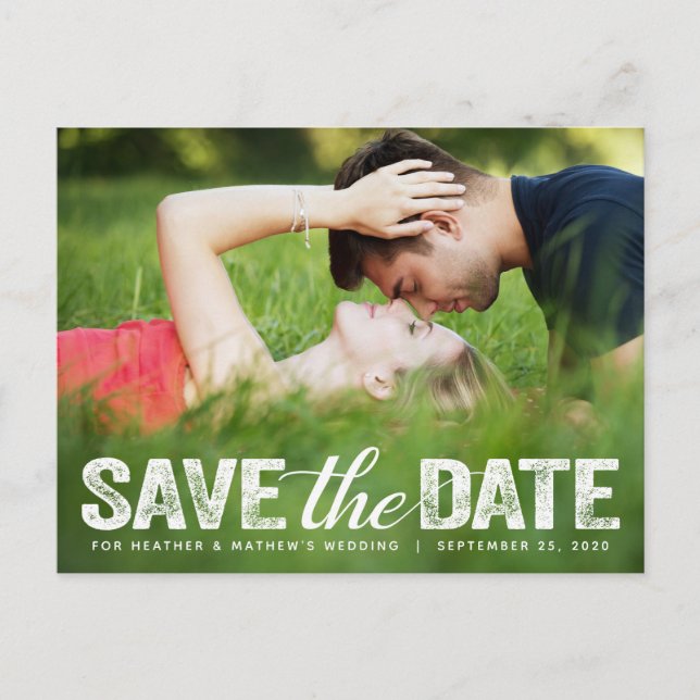 Save the Date Hochzeit von Not leidender Script-Fo Postkarte (Vorderseite)