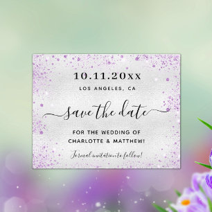 Save the Date Hochzeitbudget für lila Glitzer Flyer