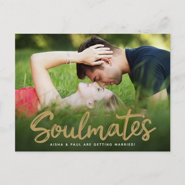 Save the Date Hochzeithandgeschriebene Script-Foto Postkarte (Vorderseite)