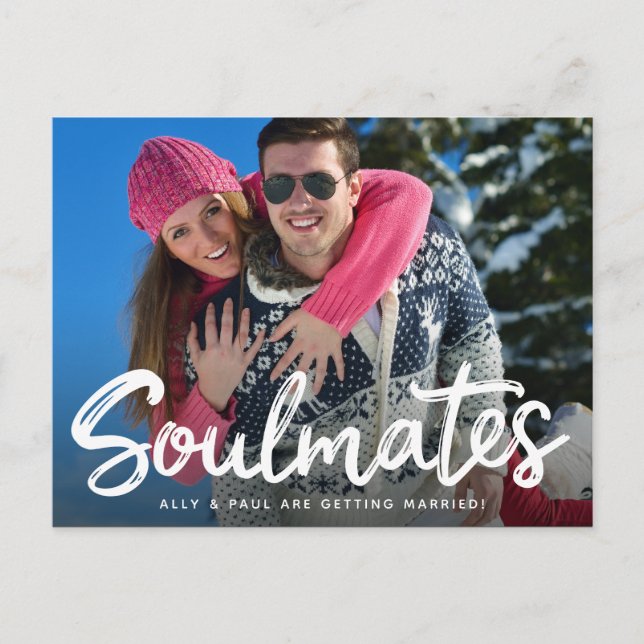 Save the Date Hochzeithandgeschriebene Script-Foto Postkarte (Vorderseite)