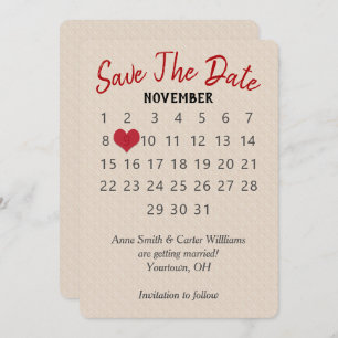 Save the Date Hochzeitkalender auf Embossed Muster Einladung
