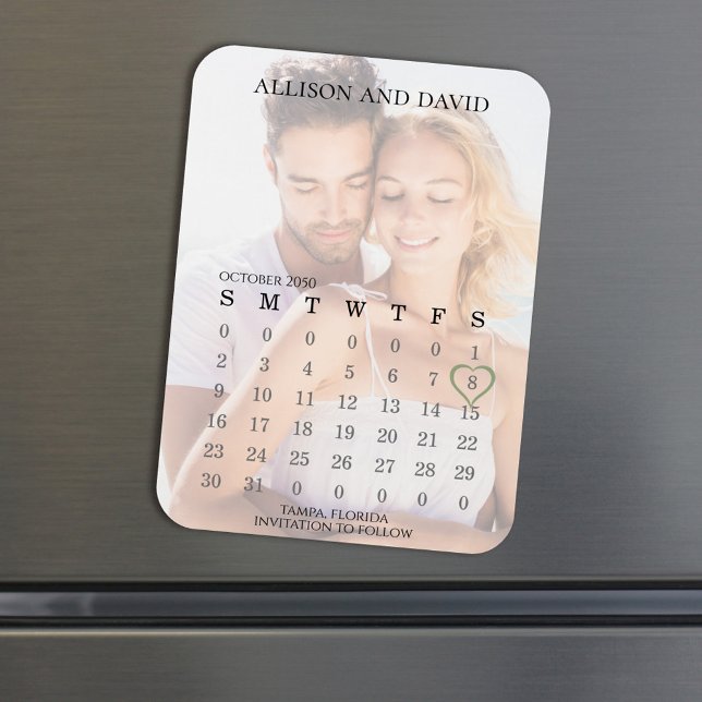 Save the Date Hochzeitkalender Foto 6 Reihen Seite Magnet (Wedding save-the-date photo magnet with calendar template. )