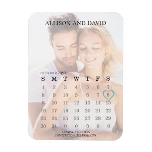 Save the Date Hochzeitkalender Foto 6 Zeilen Minze Magnet