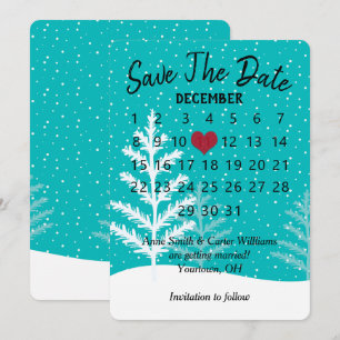 Save the Date Hochzeitkalender Winterschnee Einladung