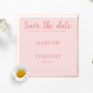 Save the Date Hochzeitkarte Rosa Rosa QR-Code