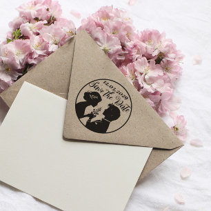 Save the Date Hochzeits-Briefmarke mit neu verheir Gummistempel