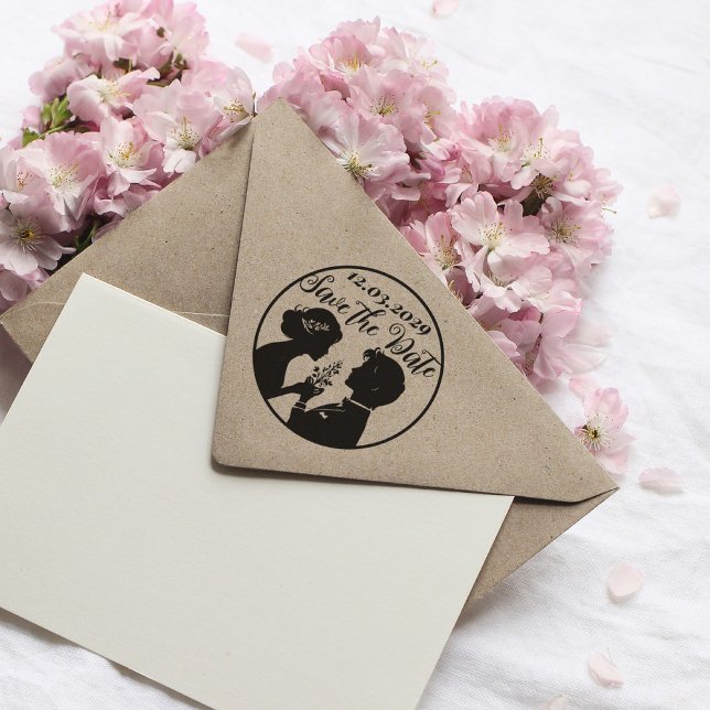 Save the Date Hochzeits-Briefmarke mit neu verheir Gummistempel (save the date stamp with custom date)