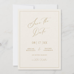 Save the Date Hochzeitsankündigung mit Gold & Crem