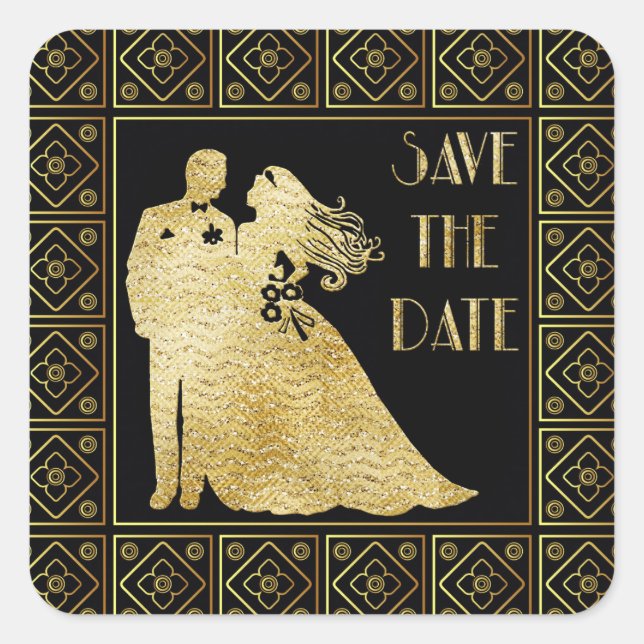 Save the Date Hochzeitsaufkleber Quadratischer Aufkleber (Vorderseite)