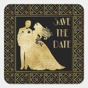 Save the Date Hochzeitsaufkleber Quadratischer Aufkleber