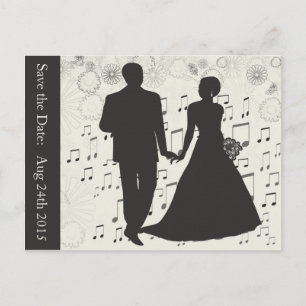 Save the Date, Hochzeitscoupel Musiknoten Postkart Ankündigungspostkarte