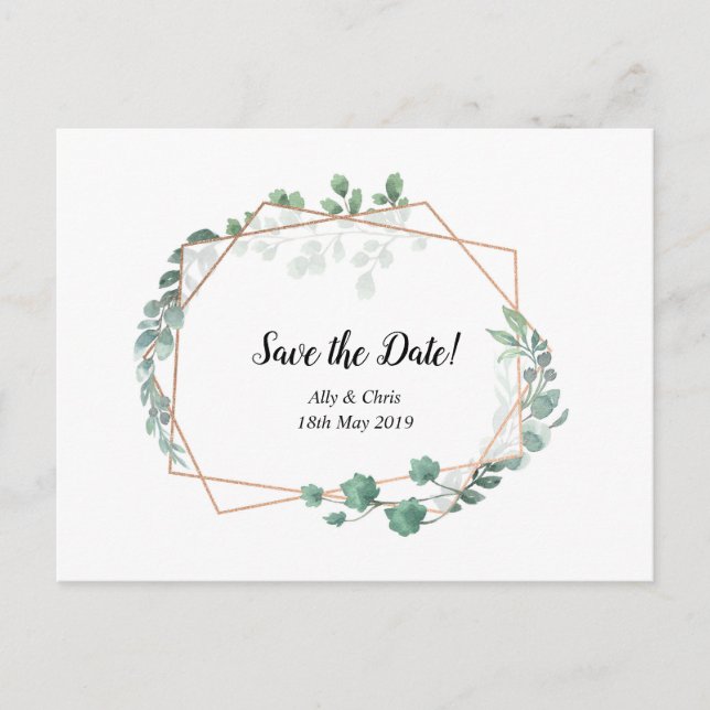 Save the Date Hochzeitseinladung florale Postkarte (Vorderseite)
