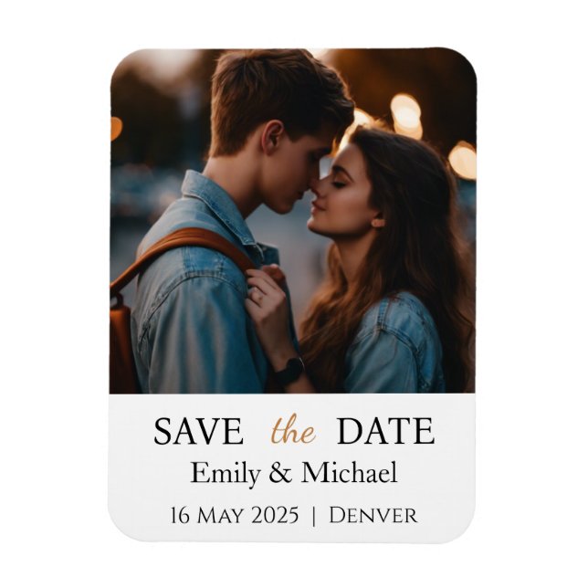 Save the Date Hochzeitseinladung Foto Magnet (Vertikal)
