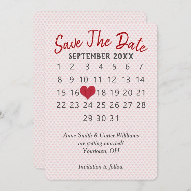 Save the Date Hochzeitskalender Einladung (Vorne/Hinten)