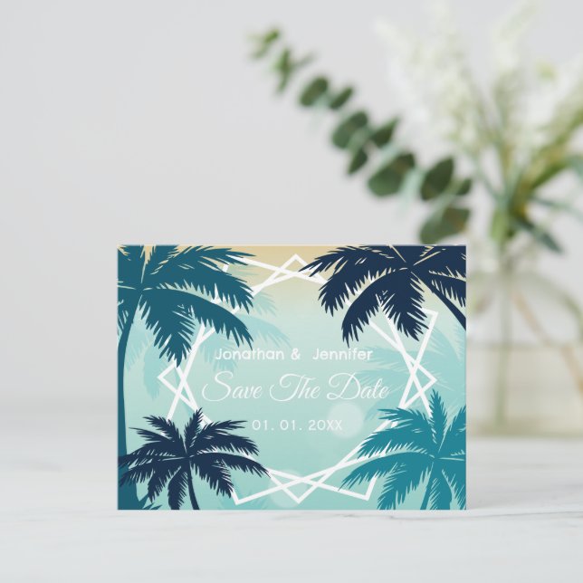 Save the Date Hochzeitskarte Ankündigungspostkarte (Stehend Vorderseite)