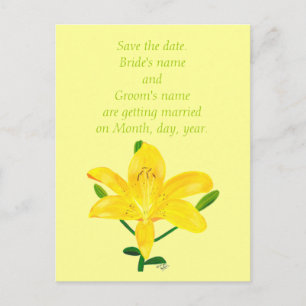 Save the Date Hochzeitskarten, gelbe Lilie Ankündigungspostkarte