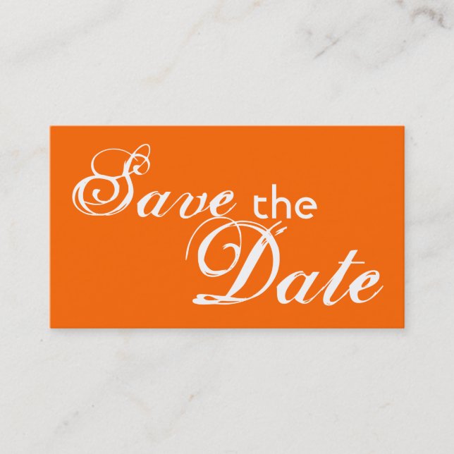 Save the Date Hochzeitskarten in Orange Visitenkarte (Vorderseite)
