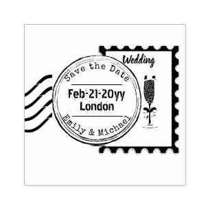 Save the Date Hochzeitskautschuk Briefmarke POSTAG Gummistempel