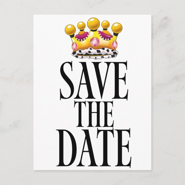Save the Date Hochzeitskrone Postkarte (Vorderseite)