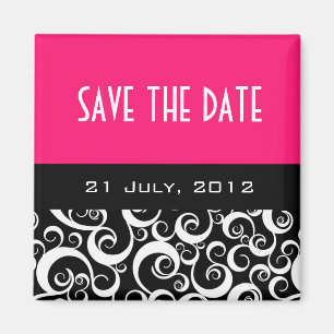 Save the Date Hochzeitsmagnete in heißen rosa Wirb Magnet