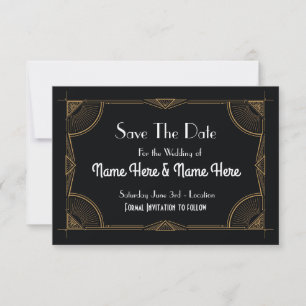 Save the Date Hochzeitsparty 20 Gold 1920er