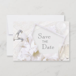 Save the Date Hochzeitsrings & Champagne Flutes