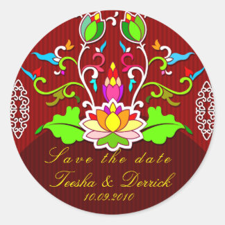 Save the Date Hochzeitsticker asiatischer Stil Runder Aufkleber