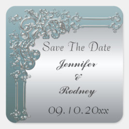Save the Date Hochzeitsticker Quadratischer Aufkleber