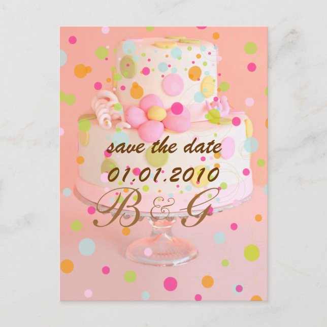 Save the Date, Hochzeitstorte Ankündigungspostkarte (Vorderseite)