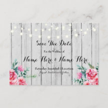 Save the Date Holz Rote Rustikale Blumenleuchten l