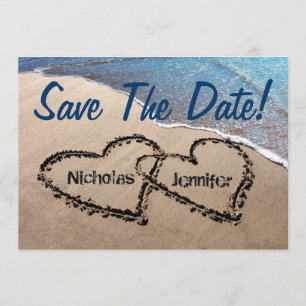Save the Date hört in Sand Hochzeit Einladung