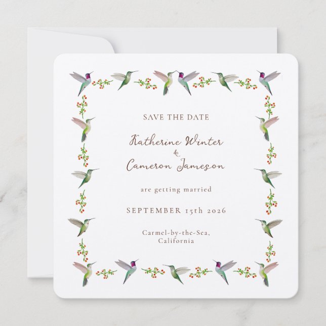 Save the Date Hummingbird Card (Vorderseite)
