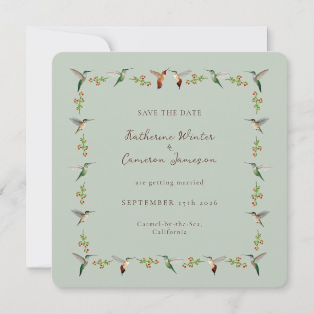 Save the Date Hummingbird Card (Vorderseite)