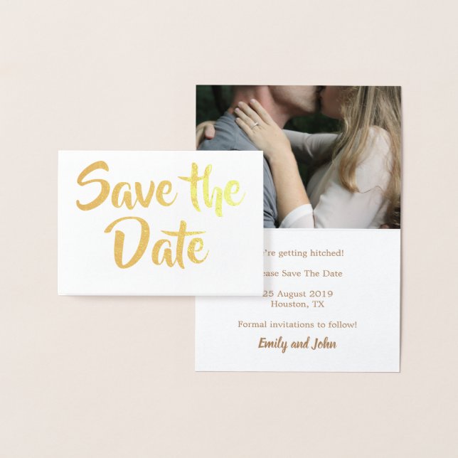 Save the Date/Ihr Foto/Gold Kraft Folienkarte (Anzeige)
