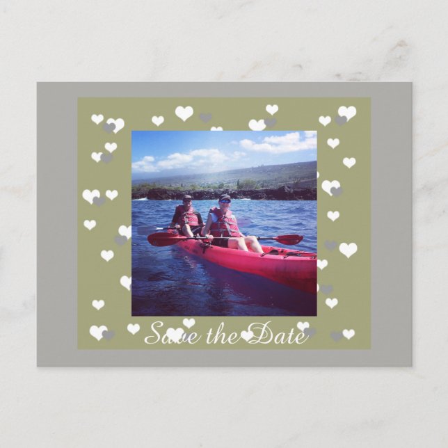 Save the Date im Herzen gerahmt Ankündigungspostkarte (Vorderseite)