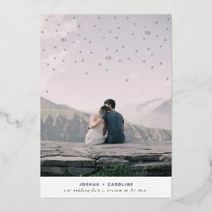 Save the Date in den Sternen geschrieben Folieneinladung