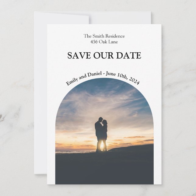 Save the Date in Schwarz und Weiß elegant und einz (Vorderseite)