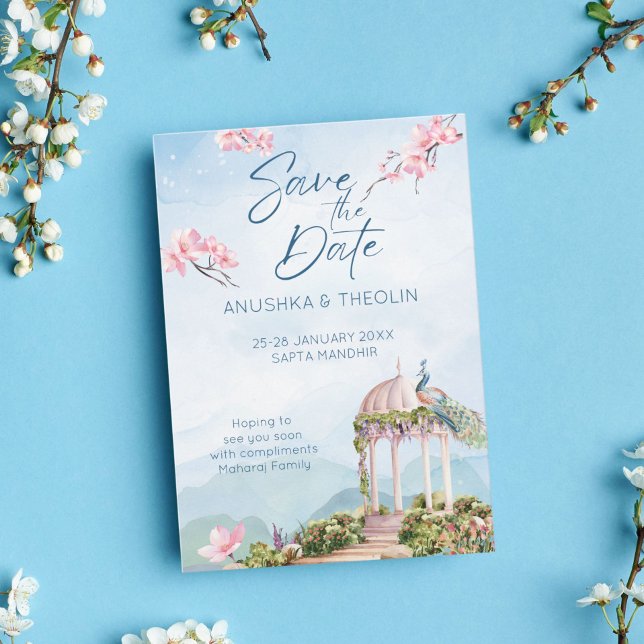 Save the Date Indianerpfauenblauer Einladung (Von Creator hochgeladen)