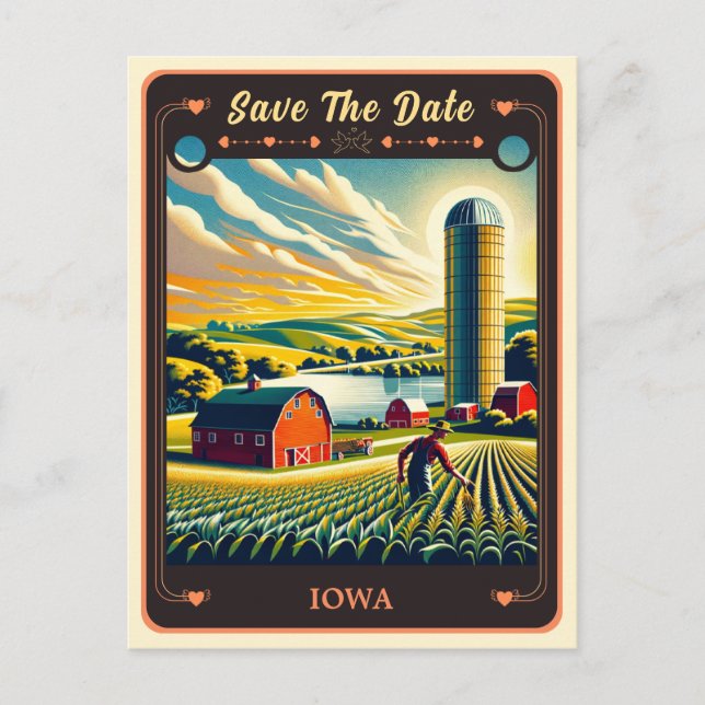 Save The Date | Iowa Einladung Postkarte (Vorderseite)