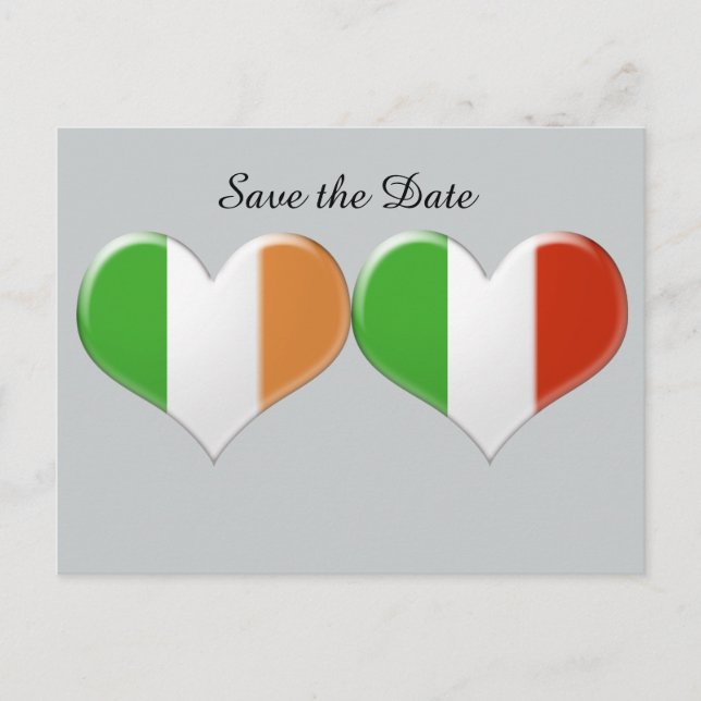 Save the Date Irish Heart Flags Postkarte (Vorderseite)