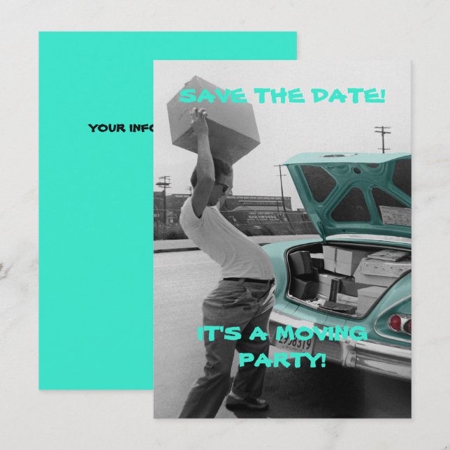 SAVE THE DATE IST ES EINE BEWEGENDE PARTY-FUNNY-FO EINLADUNG (Vorne/Hinten)