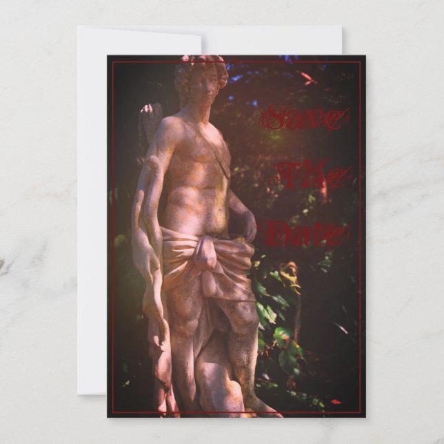 Save the Date Italienisch Feel Villa Statue Postka (Vorderseite)