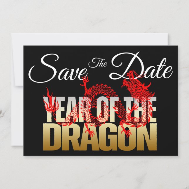 Save the Date Jahr der Drachenhochzeit Einladung (Vorderseite)