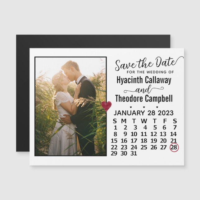 Save the Date Januar 2023 Kalender Foto Magnet (Vorne/Hinten)