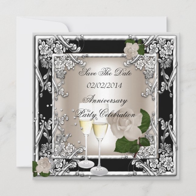 Save the Date Jubiläum Hochzeitscreme Schwarz (Vorderseite)