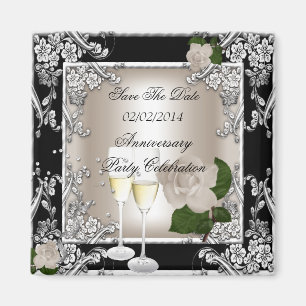 Save the Date Jubiläum Hochzeitscreme Schwarz Magnet