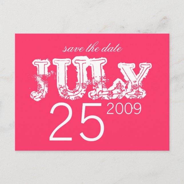 Save the Date - Juli Ankündigungspostkarte (Vorderseite)